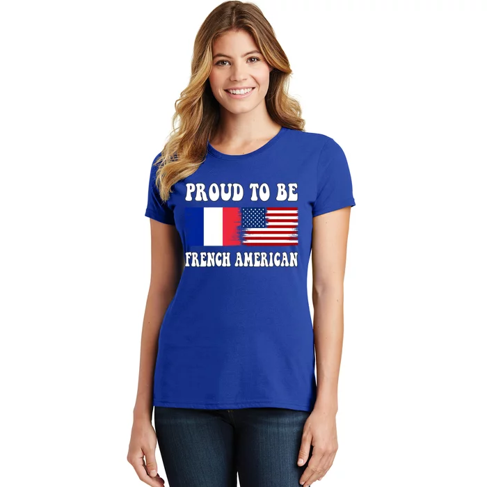 I Love France I Love Usa Proud To Be French American Flag Gift Women's T-Shirt