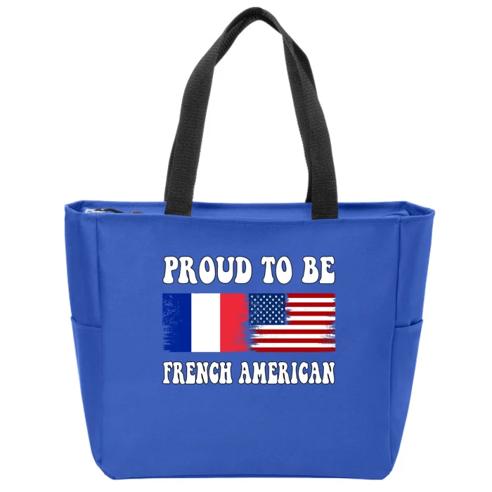 I Love France I Love Usa Proud To Be French American Flag Gift Zip Tote Bag