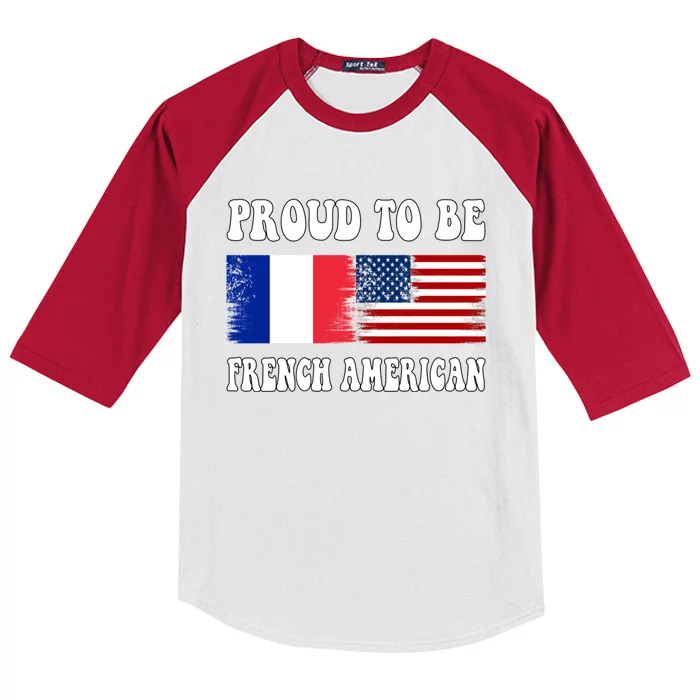 I Love France I Love Usa Proud To Be French American Flag Gift Kids Colorblock Raglan Jersey