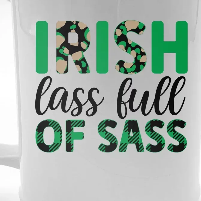 Irish Lass Full Of Sass Green Plaid St Patricks Day Front & Back Beer Stein