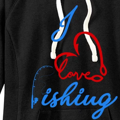 I Love Fishing Fish Lover Bait Reel Women's Fleece Hoodie