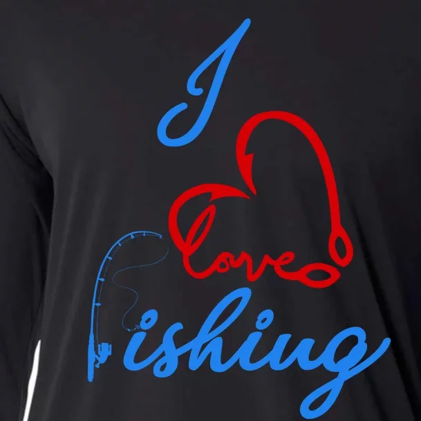 I Love Fishing Fish Lover Bait Reel Cooling Performance Long Sleeve Crew