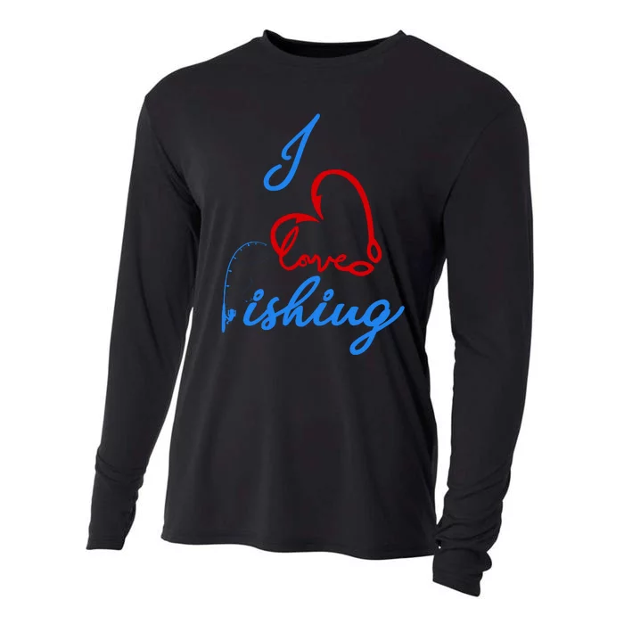 I Love Fishing Fish Lover Bait Reel Cooling Performance Long Sleeve Crew