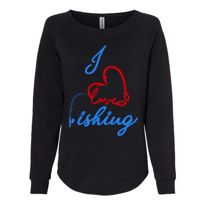 I Love Fishing Fish Lover Bait Reel Womens California Wash Sweatshirt