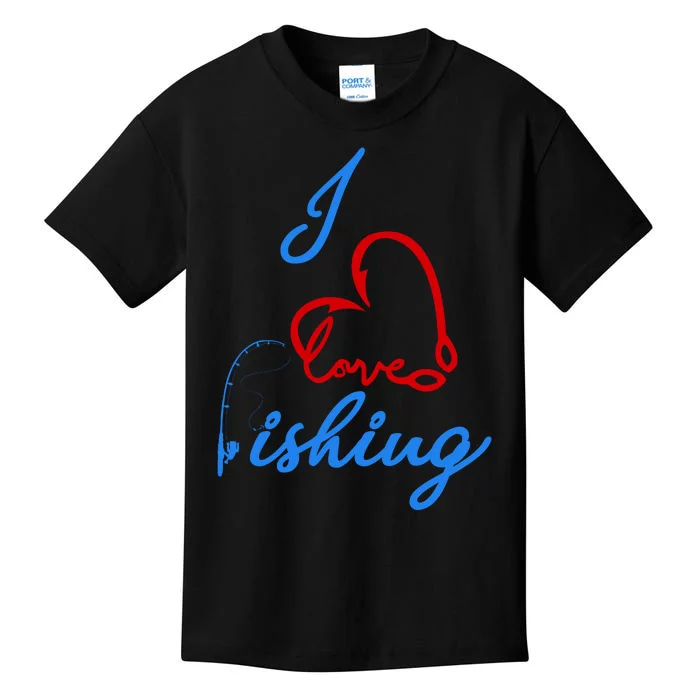 I Love Fishing Fish Lover Bait Reel Kids T-Shirt