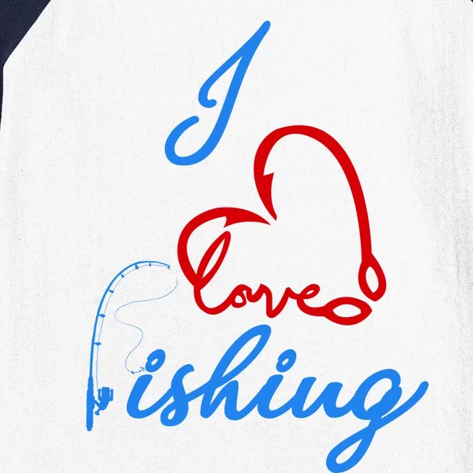 I Love Fishing Fish Lover Bait Reel Baseball Sleeve Shirt