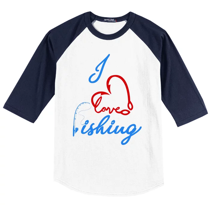 I Love Fishing Fish Lover Bait Reel Baseball Sleeve Shirt