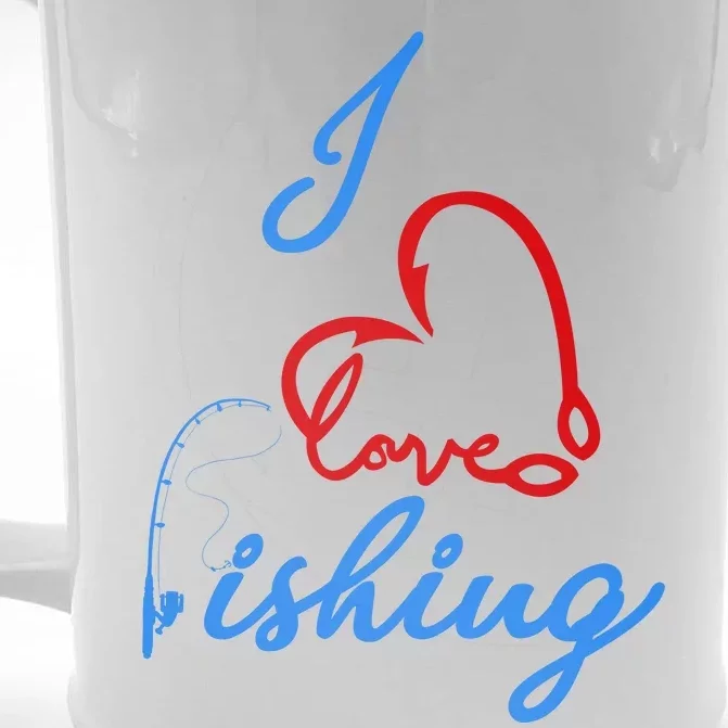 I Love Fishing Fish Lover Bait Reel Front & Back Beer Stein