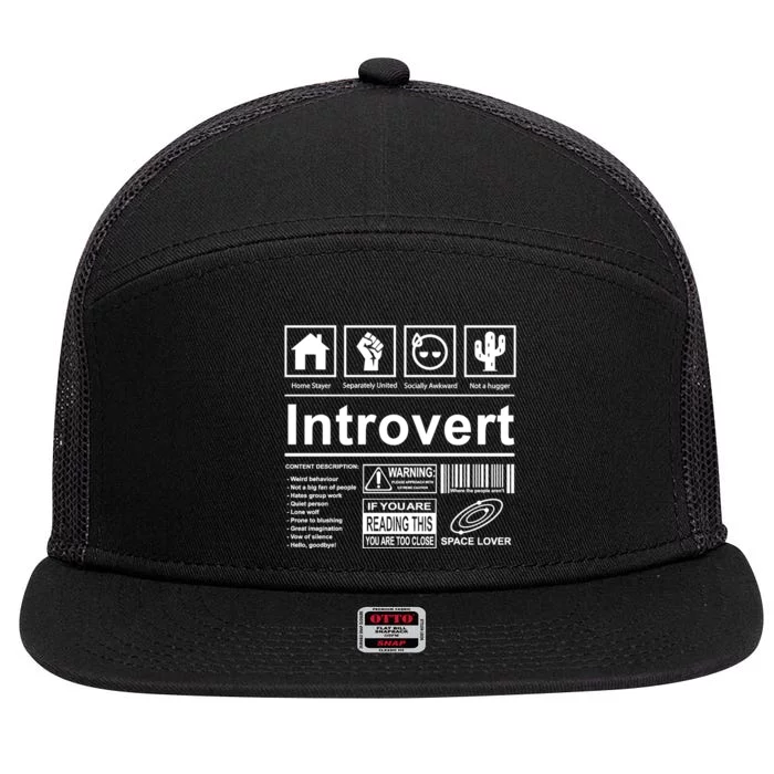 Introvert Label Funny Gift 7 Panel Mesh Trucker Snapback Hat