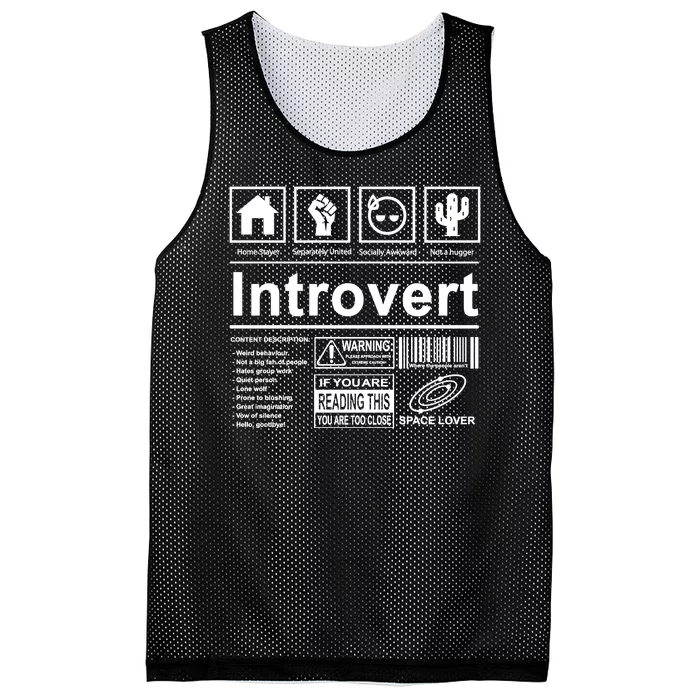 Introvert Label Funny Gift Mesh Reversible Basketball Jersey Tank