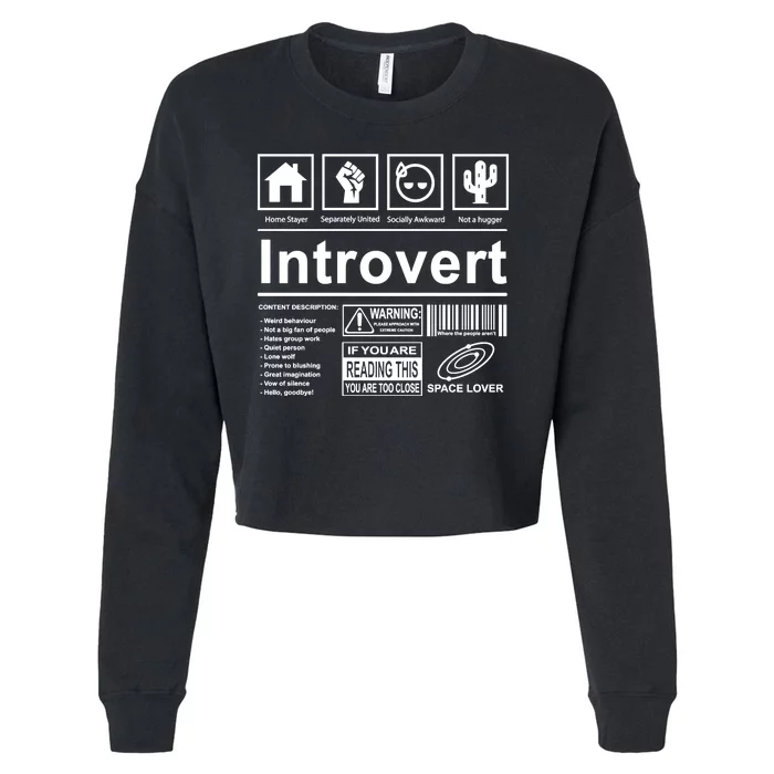 Introvert Label Funny Gift Cropped Pullover Crew