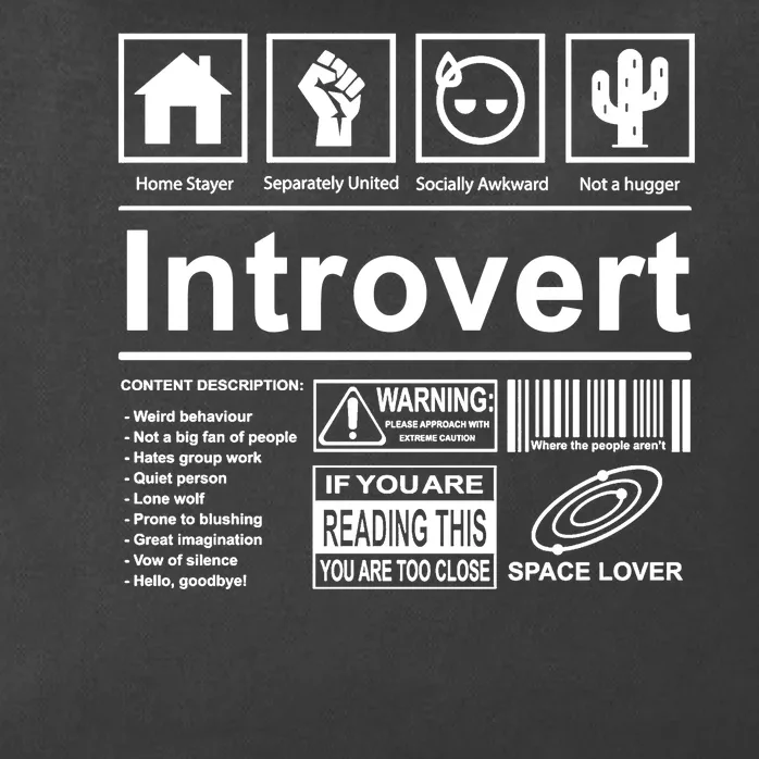 Introvert Label Funny Gift Zip Tote Bag