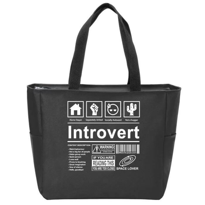 Introvert Label Funny Gift Zip Tote Bag