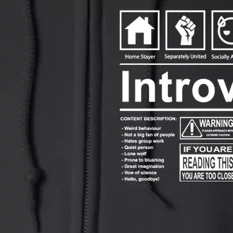 Introvert Label Funny Gift Full Zip Hoodie