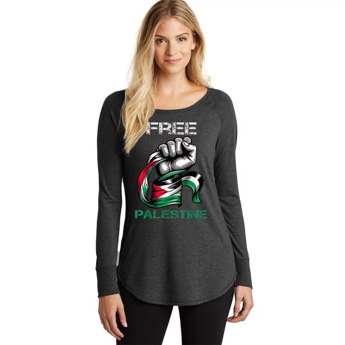 I Love Free Palestine Flag Save Gaza Strip Palestinian Women's Perfect Tri Tunic Long Sleeve Shirt