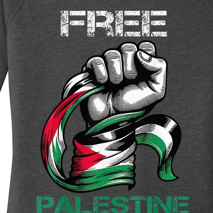 I Love Free Palestine Flag Save Gaza Strip Palestinian Women's Perfect Tri Tunic Long Sleeve Shirt