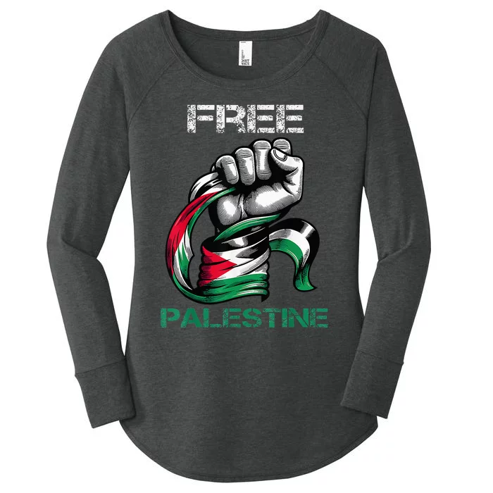 I Love Free Palestine Flag Save Gaza Strip Palestinian Women's Perfect Tri Tunic Long Sleeve Shirt