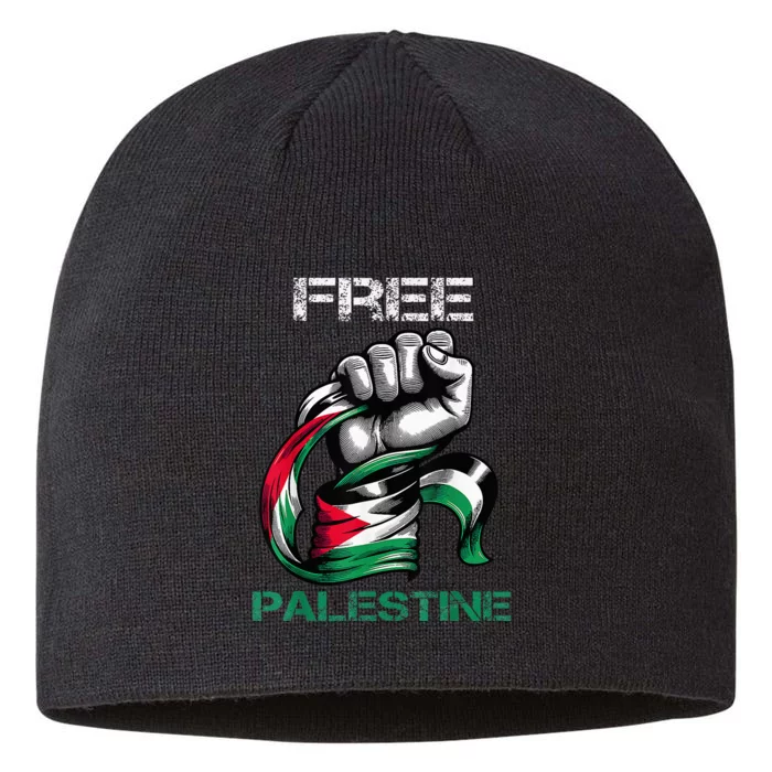 I Love Free Palestine Flag Save Gaza Strip Palestinian 8 1/2in Sustainable Knit Beanie