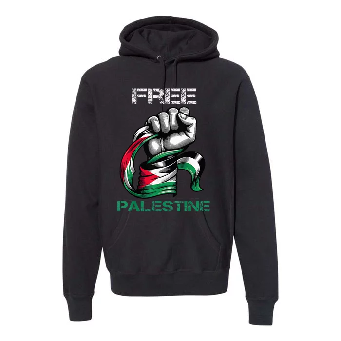 I Love Free Palestine Flag Save Gaza Strip Palestinian Premium Hoodie