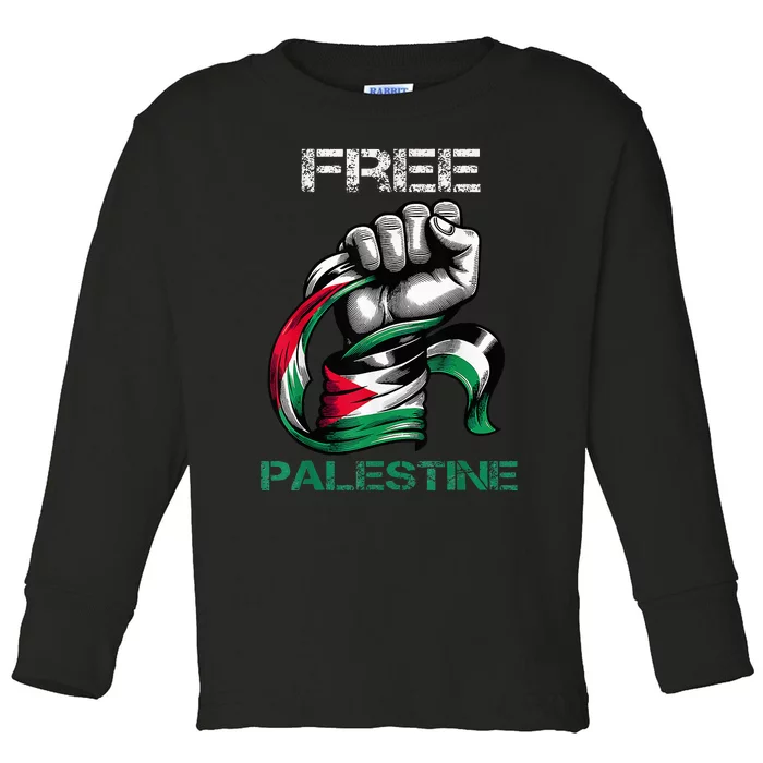 I Love Free Palestine Flag Save Gaza Strip Palestinian Toddler Long Sleeve Shirt