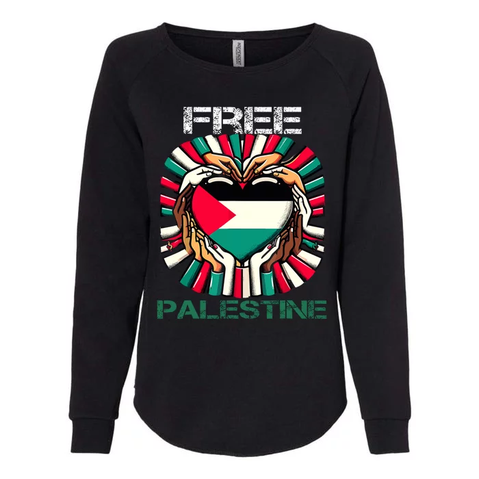 I Love Free Palestine Flag Save Gaza Strip Palestinian Womens California Wash Sweatshirt