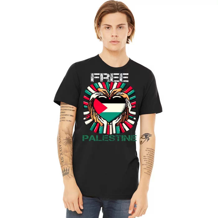 I Love Free Palestine Flag Save Gaza Strip Palestinian Premium T-Shirt