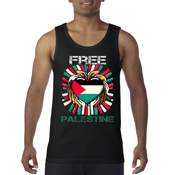 I Love Free Palestine Flag Save Gaza Strip Palestinian Tank Top