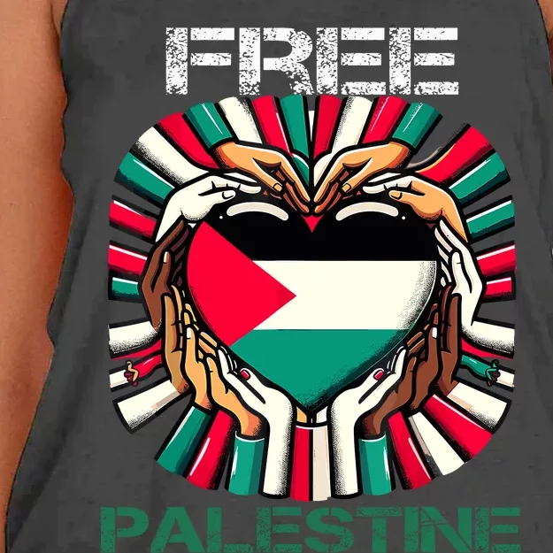 I Love Free Palestine Flag Save Gaza Strip Palestinian Women's Knotted Racerback Tank