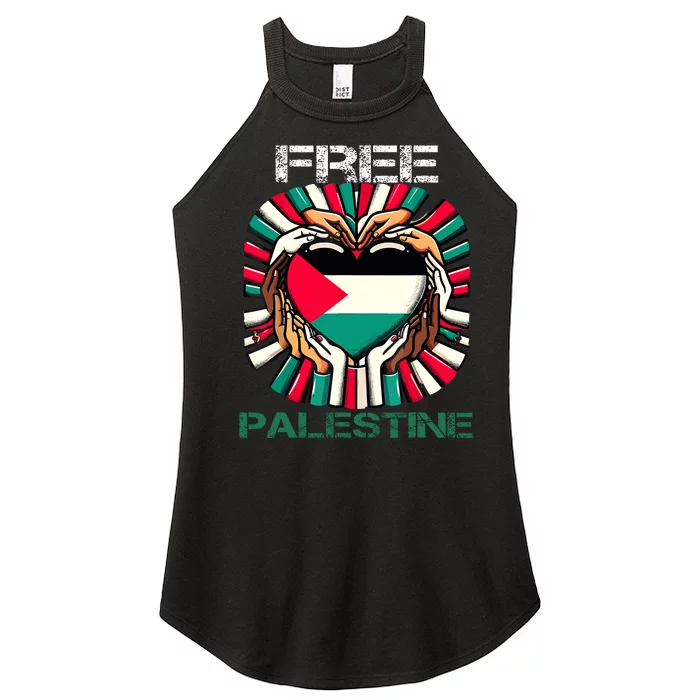 I Love Free Palestine Flag Save Gaza Strip Palestinian Women’s Perfect Tri Rocker Tank