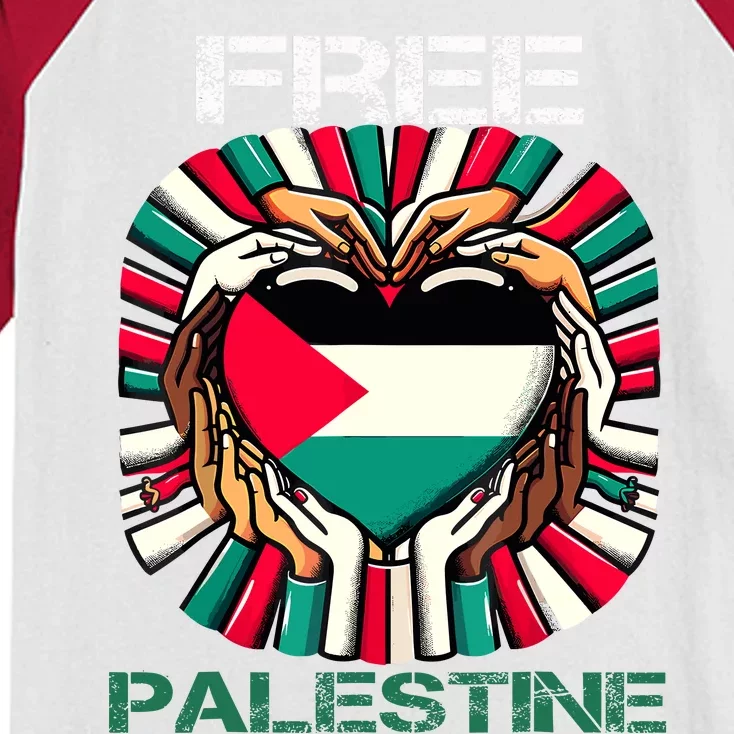 I Love Free Palestine Flag Save Gaza Strip Palestinian Kids Colorblock Raglan Jersey