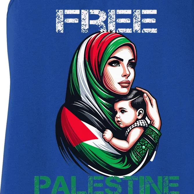 I Love Free Palestine Mother Children Gaza Strip Palestinian Women's Racerback Tank