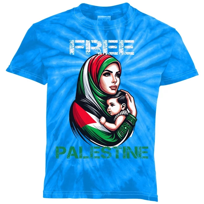 I Love Free Palestine Mother Children Gaza Strip Palestinian Kids Tie-Dye T-Shirt