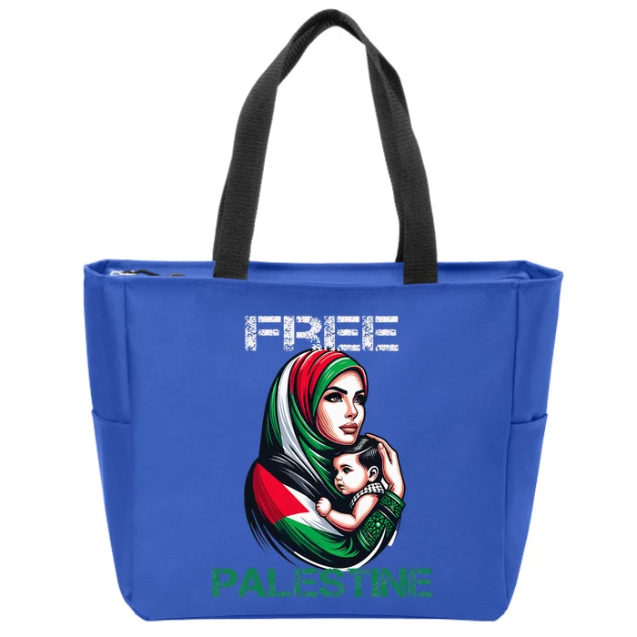 I Love Free Palestine Mother Children Gaza Strip Palestinian Zip Tote Bag