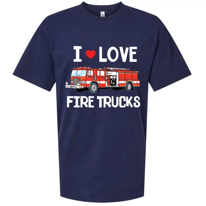 I Love Fire Trucks Kids Sueded Cloud Jersey T-Shirt