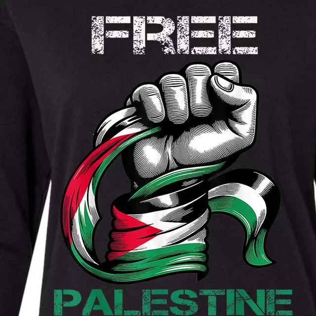 I Love Free Palestine Flag Save Gaza Strip Palestinian Womens Cotton Relaxed Long Sleeve T-Shirt