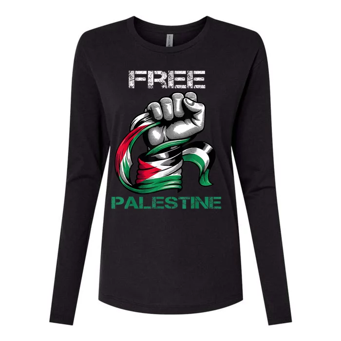 I Love Free Palestine Flag Save Gaza Strip Palestinian Womens Cotton Relaxed Long Sleeve T-Shirt