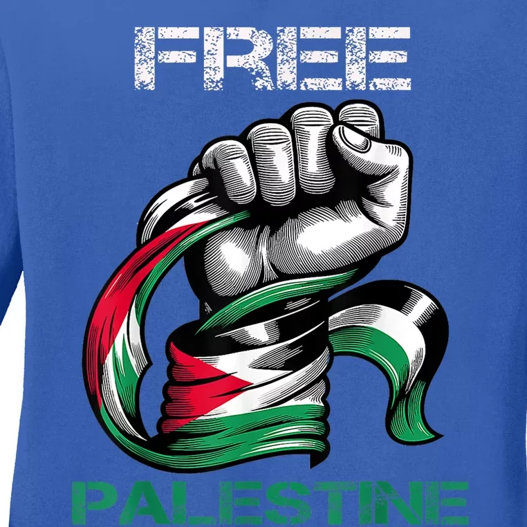 I Love Free Palestine Flag Save Gaza Strip Palestinian Ladies Long Sleeve Shirt