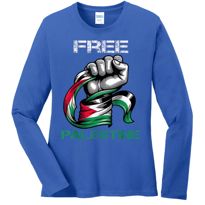 I Love Free Palestine Flag Save Gaza Strip Palestinian Ladies Long Sleeve Shirt