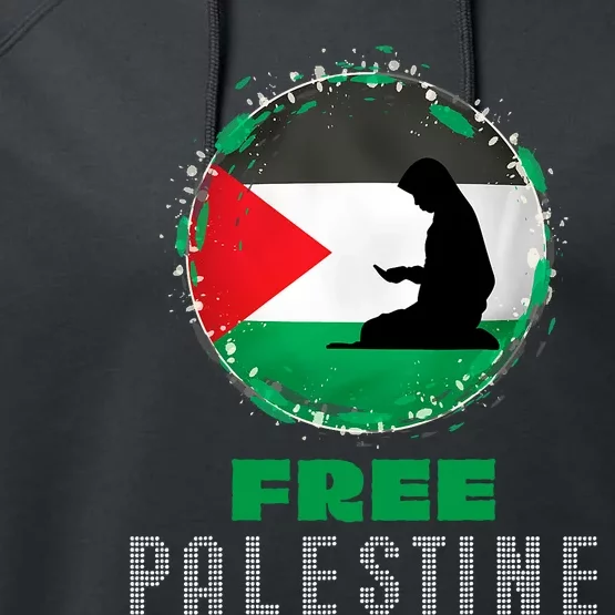 I Love Free Palestine Flag Save Gaza Strip Palestinian Gifts Performance Fleece Hoodie