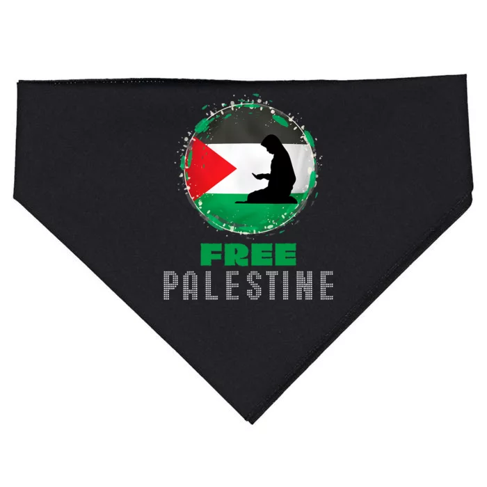 I Love Free Palestine Flag Save Gaza Strip Palestinian Gifts USA-Made Doggie Bandana