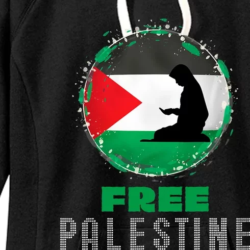 I Love Free Palestine Flag Save Gaza Strip Palestinian Gifts Women's Fleece Hoodie