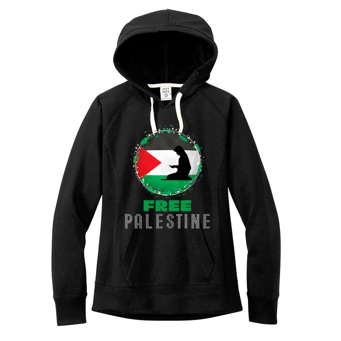 I Love Free Palestine Flag Save Gaza Strip Palestinian Gifts Women's Fleece Hoodie