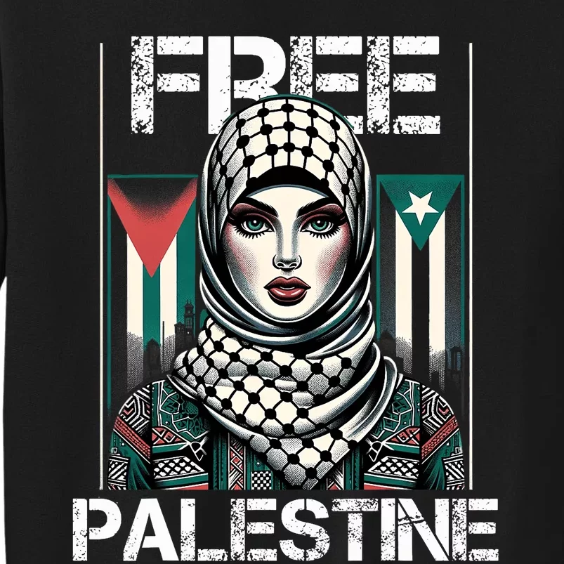 I Love Free Palestine Flag Save Gaza Strip Palestinian Retro Sweatshirt