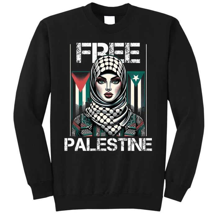 I Love Free Palestine Flag Save Gaza Strip Palestinian Retro Sweatshirt