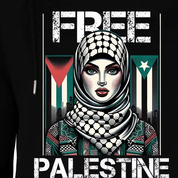 I Love Free Palestine Flag Save Gaza Strip Palestinian Retro Womens Funnel Neck Pullover Hood