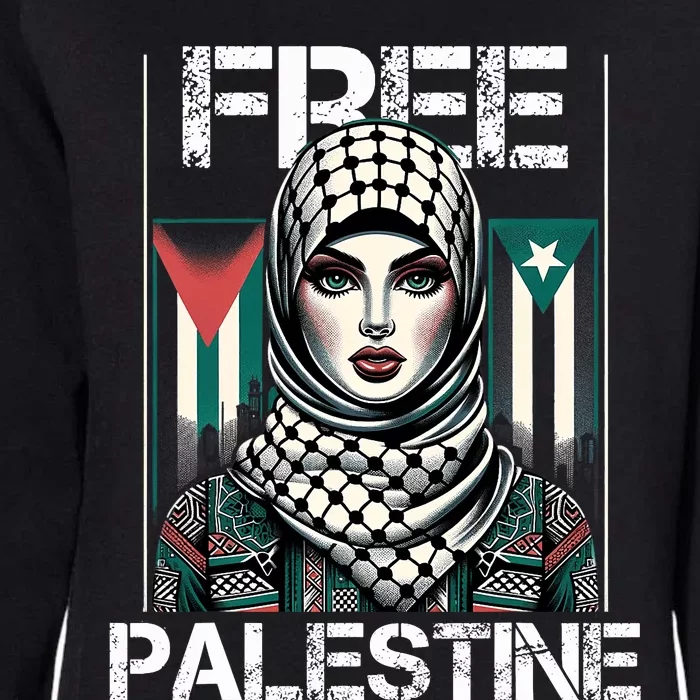 I Love Free Palestine Flag Save Gaza Strip Palestinian Retro Womens California Wash Sweatshirt