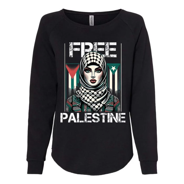 I Love Free Palestine Flag Save Gaza Strip Palestinian Retro Womens California Wash Sweatshirt