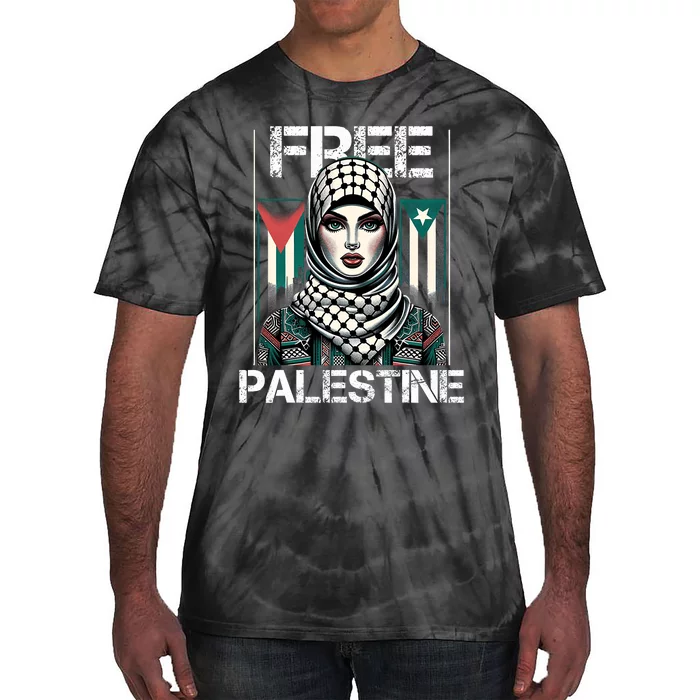 I Love Free Palestine Flag Save Gaza Strip Palestinian Retro Tie-Dye T-Shirt