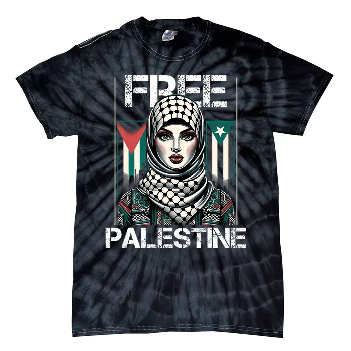 I Love Free Palestine Flag Save Gaza Strip Palestinian Retro Tie-Dye T-Shirt