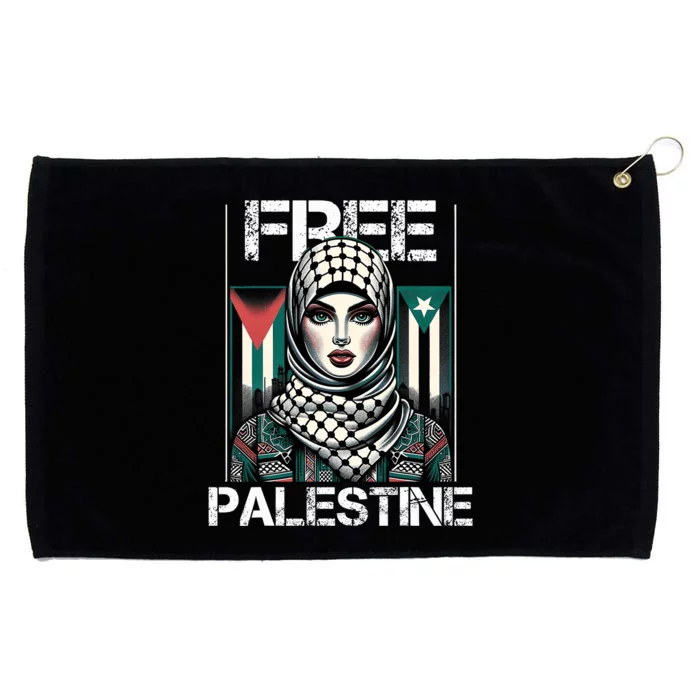 I Love Free Palestine Flag Save Gaza Strip Palestinian Retro Grommeted Golf Towel